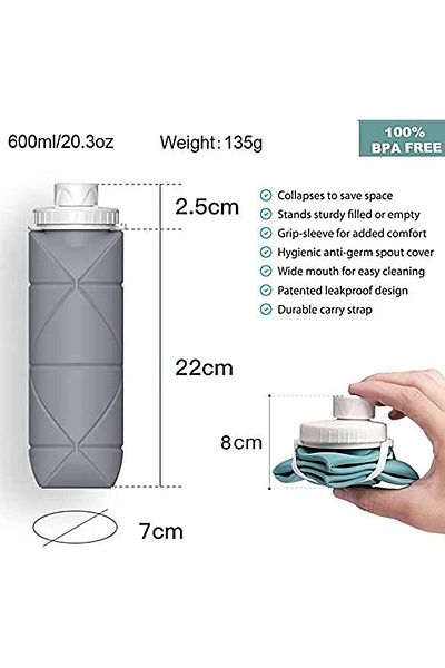 Generic TERRIFI Collapsible Sports Water Bottles Leakproof Valve BPA Free Silicone Foldable Water Bottle fo