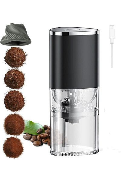 DOPPİO DMG Coffee Grinder, Ceramic Conical Burr Machine, Portable Electric Coffee Grinder for Home, Travel,