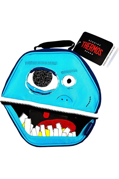 Thermos Insulated Lunch Bag - Novelty Art Faces Hexagon Design, Polyester, Blue