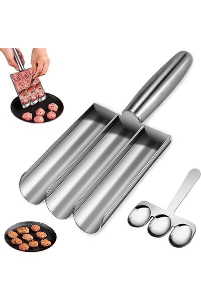 Arabest أداة صنع كرات اللحم الثلاثية، مجموعة قوالب صنع الكرات من الفولاذ المق...