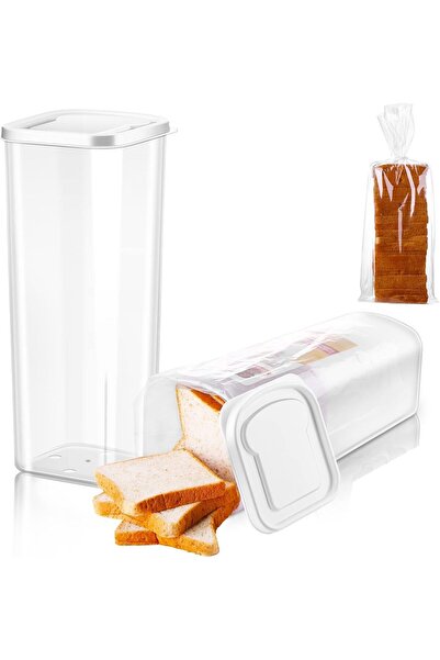 Generic Bread Container for Loaf Bread, Transparent Airtight Plastic Bread Bo...