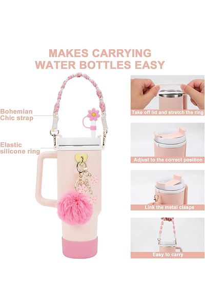 Generic Stanley Cup Accessories Set Including Water Bottle Handle Strap, Siliocne Stanley Cup Boot, Siliocn