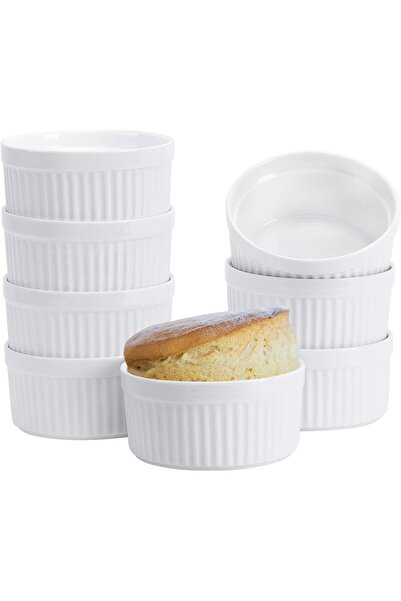 Generic مجموعة من 8 أطباق صغيرة من البورسلين - سعة 8 أونصات، آمنة للاستخدام ف...