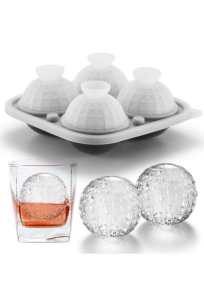 Generic Xspring 3D Ball Crystal Ice Cube Tray, Large Ball Silicone Fun Shapes Whiskey Ice Mold with Funnel