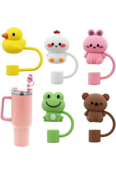 Generic DDMA Silicone Straw Covers Cap 5Pcs, Straw Cover Cap for Stanley Cup, Silicone Straw Topper Compati