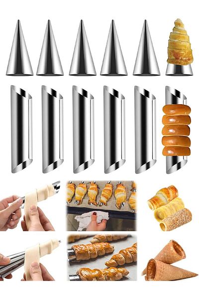 Generic 12 Pack Pastry Cream Horn Mold-Stainless Steel Cannoli Forms Tubes Kit Tube Cone Pastry Roll Horn M
