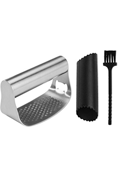 Arabest Stainless Steel Garlic Press Rocker with Peeler and Cleaning Brush, G...