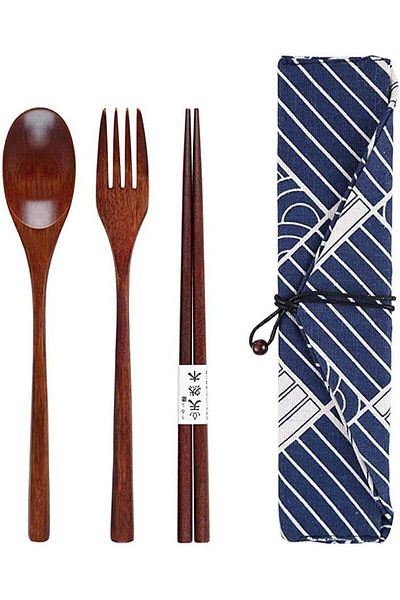 Generic SOWUGI Wooden Spoon Chopsticks Fork Sets Dinnerware Combinations Chopsticks and Spoons Fork Set(1 S