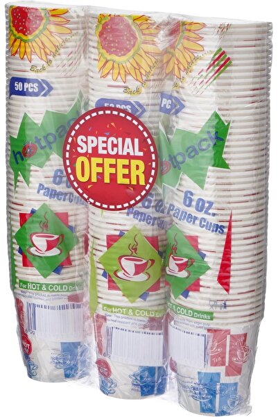 Hotpack Disposable Paper Cups, 6 oz, Pack of 150