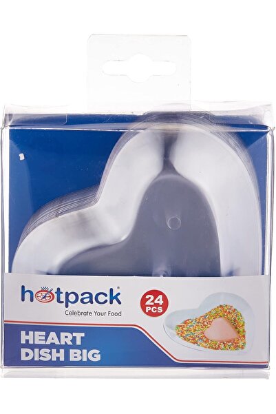 Hotpack أطباق بلاستيكية شفافة على شكل قلب كبير، 24 قطعة