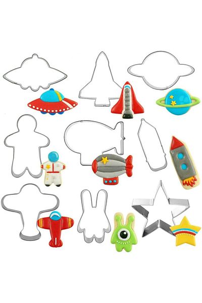 Generic 9-Pack Stainless Sandwich Cutters, UFO Shape Cookie Cutters for Food and Fruit Kids