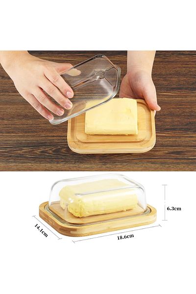 Generic ABIN Glass Butter Dish With Lid ,Keeps Butter Soft - For Countertop And Refrigerator Door Shelf - B
