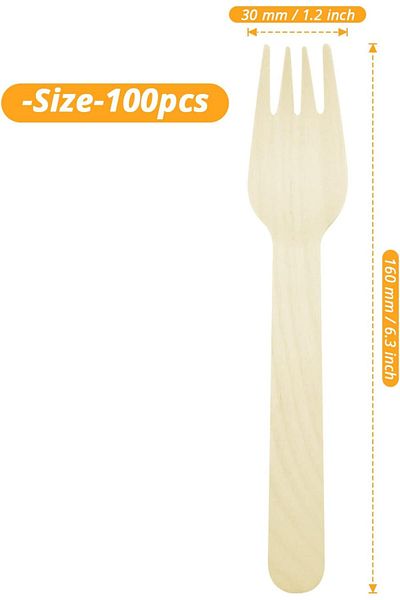 Generic Co Arma Disposable Wooden Forks, Natural Birch Wood Forks, Cutlery Taster, Green Plain Forks(100 PC
