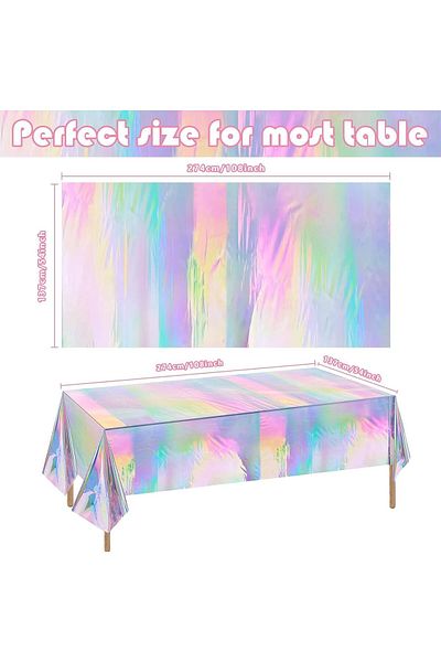 Generic Laser Iridescence Tablecloths 3 Pack，Shiny Holographic Foil Table Covers for Weddings, Parties Even