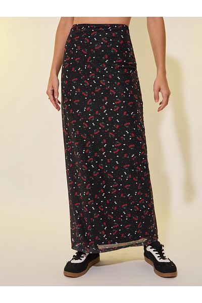 Styli All-Over Cherry Print A-Line Maxi Skirt
