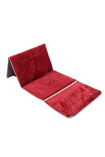 MANASEK 55x110cm Foldable Prayer Mat with Back Rest (Red)