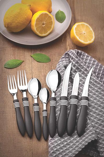 Generic Tramontina Cor&Cor 2 Pieces Steak Knife Set with Stainless Steel Blade and Black Polypropylene Hand