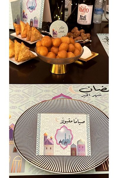 Generic 24-Piece Ramadan Table Decoration Set – Includes Placemats, Water Bottle Wrappers, Cutlery Holders,
