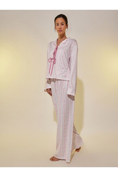 Styli All-Over Printed Bowknot Detail Shirt and Pyjama Set