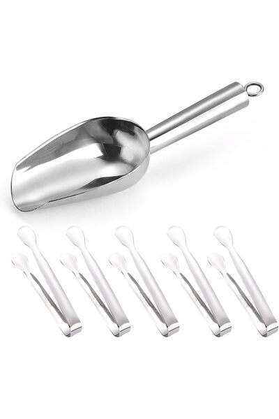 Arabest مغرفة ثلج من الفولاذ المقاوم للصدأ مع 5 مشابك ثلج، مغرفة متعددة الاست...