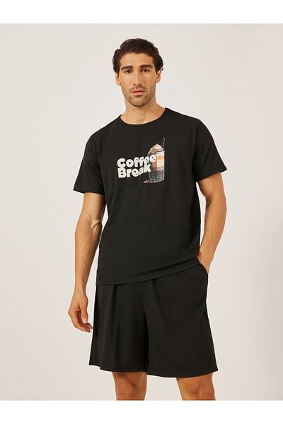 Styli Graphic Printed T-Shirt and Solid Shorts Set