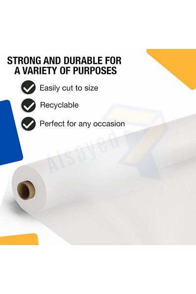 Generic AlsayedP 40 Pcs Sufra Roll White Plastic Table Cover Roll 105 x 85 cm Disposable Table Cloth for Pi