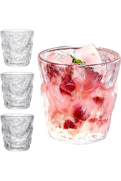 KASTWAVE Crystal Drinking Glasses 4pc Set - 10oz Drinking Glassware Can Shape...