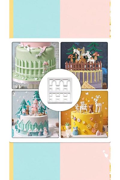 Generic Sweet seven Versatile Plastic Fence Fondant Cutters Set for Creative Baking | Cake & Cookie Molds f