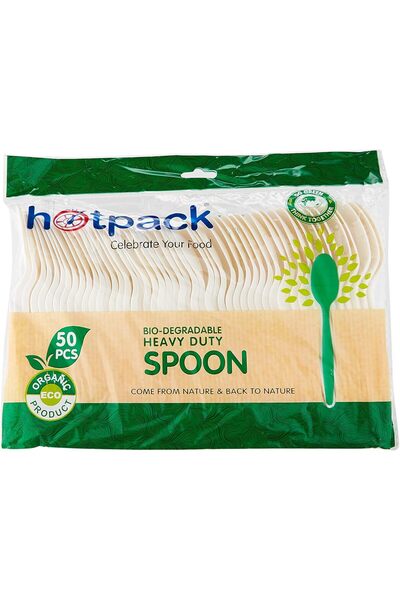 Hotpack Heavy Duty Biodegradable Spoons, 50 Count