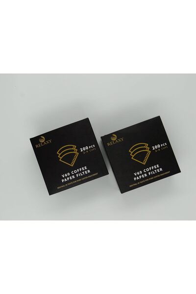 RELAXY V60 Coffee Filters, Cone Paper White Unbleached Size 02 - Fits 2-4 Cups. 200 pcs