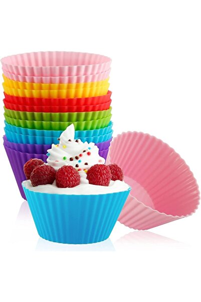 Arabest 12 قطعة من قوالب الكب كيك المصنوعة من السيليكون، أكواب خبز قابلة لإعا...