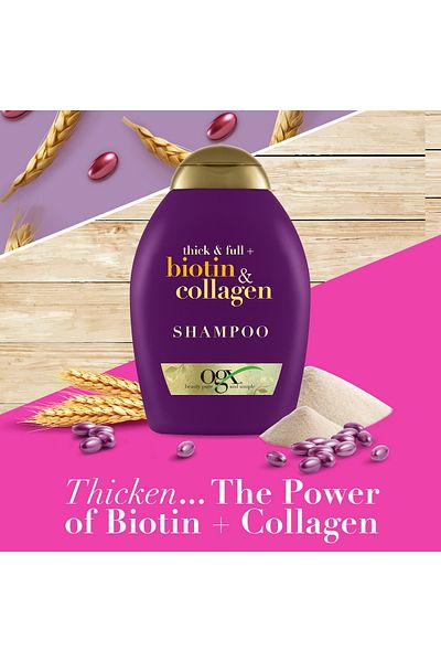 OGX Thick & Full + Biotin & Collagen Shampoo 385ml – Volumizing Hair Care for Thicker, Fuller Hair