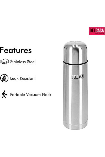 Generic Delcasa Stainless Steel Vacuum Water Bottle Insulated Flask - Thermos With Double Wall Design Hot &