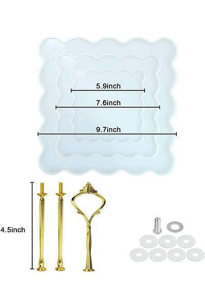 Generic ELECDON 3 Layer Fruit Tray Epoxy Resin mould, DIY Cake Snack Stand Irregular Silicon Casting Mould,