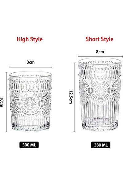Generic ALMEKAQUZ Cup Set of 6, Romantic Water Glasses, 310ml Premium Drinking Glasses Tumblers, Vintage Gl