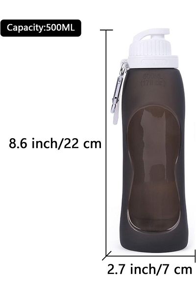 Generic Wesoke Sport Collapsible Water Bottles Black, 500 ml/17oz Foldable Travel Water Bottle Cup, Lightwe