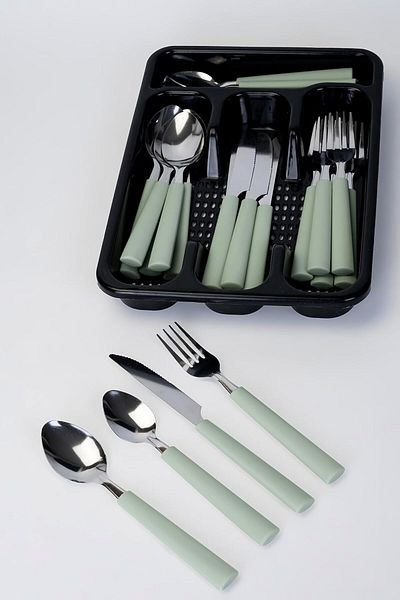 Generic GOGO Berger Cutlery Set, 25 Piece Set - Includes Knives, Forks, Spoons, Teaspoons, with Tableware B