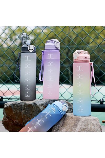 Generic Arabest Water Bottle with Time Marker and Straw 32oz, BPA Free Leak-proof Gym Bottle Sport, Water B