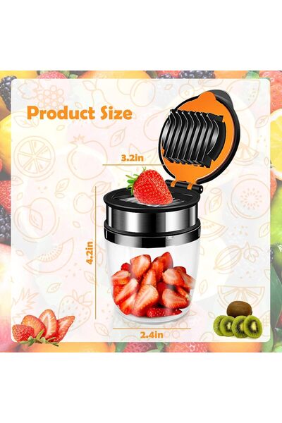 Arabest Slicer, Stainless Steel Mini Fruit Slicer Cup, Fruit Cutter Kitchen Gadget
