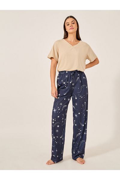 Styli V-Neck Texture Tee and AOP Star PJ Set