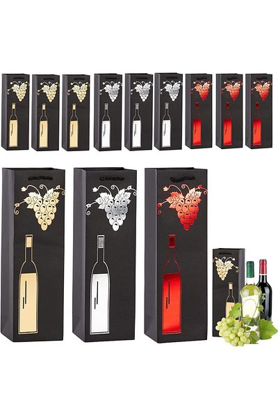 Generic Azonee 12 Gift Bags, Kraft Paper Bottle Tote With Strong Rope Handles, Reusable for Champagne, Whis