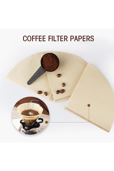 Generic SHOWAY 100Pcs V60 Coffee Paper Filter Unbleached Disposable Portable Cone Coffee Filter (For 2-4 Pe