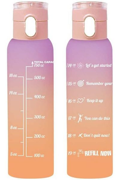 Generic Herevin 750ml Two-Tone Decorated Leakproof Motivational Water Bottle - High-Quality and Portable Sp