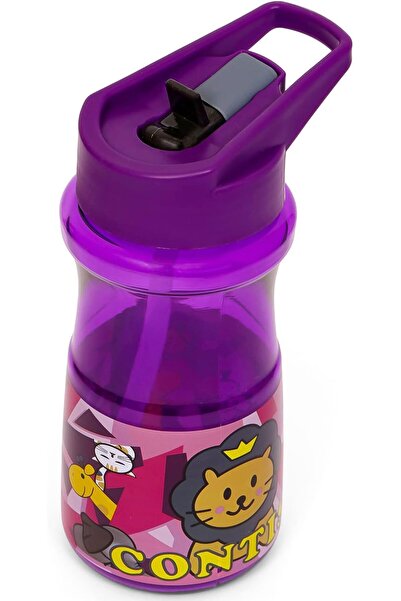 Eazy Kids Children's Water Bottle with Straw, 500ml Capacity, Purple, Plastic