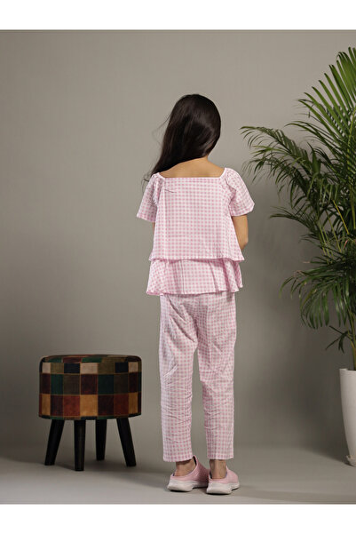 Sanskrutihomes By Styli Checked Embroidered Top and Pants Set