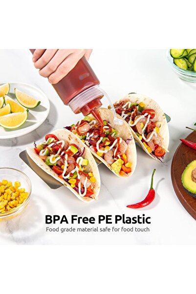 Generic Set of 6 800ml Condiment Squeeze Bottles with Twist Caps and Measuring Marks (Plastic)