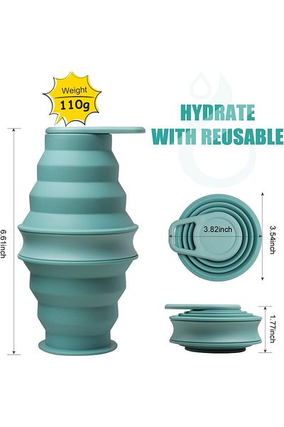 Generic Collapsible Water Bottles, Lightweight portable water bottle, 17 Oz Leak Proof Reuseable Foldable S