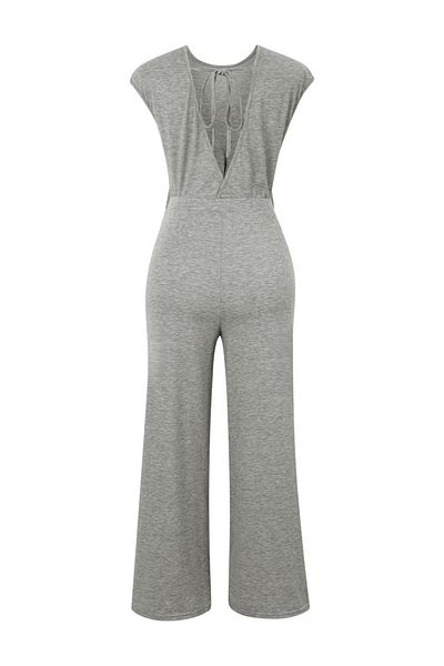 Take Two By Styli Solid Wide Leg Knotted Jumpsuit