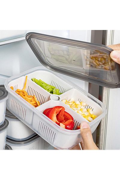 Generic Gipsofila Refrigerator Food Storage Box with Lid, Food Storage Organizer with 4 Pcs Detachable Drai