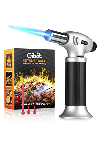 Shopi Gibot Refillable Butane Kitchen Torch with Safety Lock and Adjustable F...